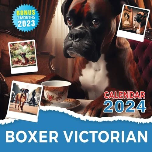 BOXER VICTORIAN CALENDAR 2024 Jan 2024 to Dec 2024 Bonus 3 Months Last