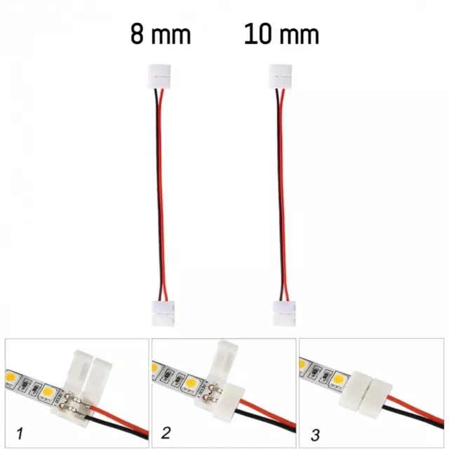 CONNETTORE PER STRISCIA LED 2 PIN DA 8 E 10 mm 3528/5050 SMD UNIRE STRISCE LED