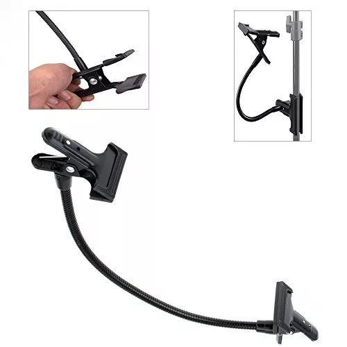 Phot-R Photo Studio Light Stand Double Dual 2 Clamp Clip Flex Arm Holder Adjust