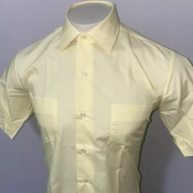 NOS Vtg 50s 60s Dress Shirt BRENT Sanforized Japan Yellow NEW Medium Mens 15.5