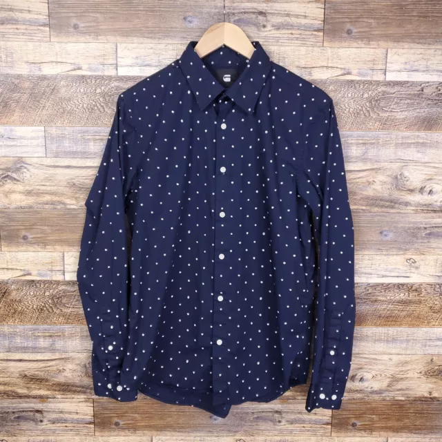 G Star Raw Men's Button Up Blue Long Sleeve Cotton Blend Shirt Size L