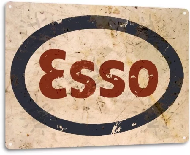 Esso Gas Logo Garage Service Motor Oil Retro Vintage Wall Decor Metal Tin Sign