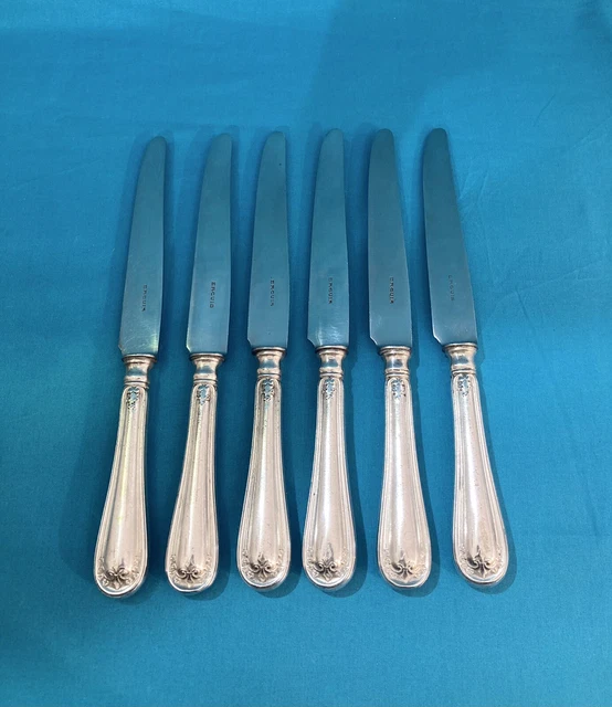 Lot De 6 Couteaux Ercuis Louis XV - Métal Argenté, Lames Inox - Art De La Table