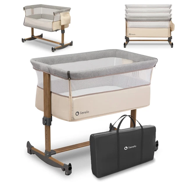 Beistellbett Lionelo Leonie 3in1 Schaukelfunktion höhenverstllbar Beige B-WARE