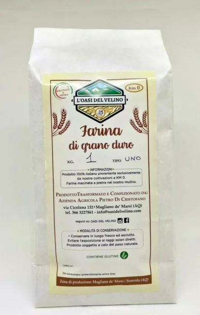 Farina Di Grano Duro Tipo 1 Macinata A Pietra -Da Coltivazioni Proprie-1 Kg