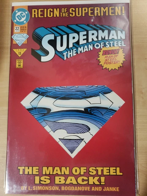 Superman: Man of Steel #22 - 1993 - die cut cover - Reign of the Supermen