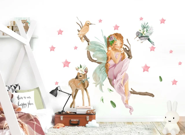 MAGIC FAIRY PRINCESS Deer Wall Fabric Nursery Decal Set Sticker Girl ...