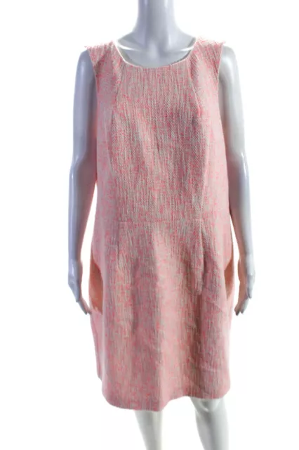 Trina Turk Womens Cotton Textured Woven Darted Zipped Sheath Dress Pink Size 16