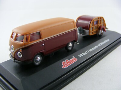 1:43 NUOVO IN SCATOLA ORIGINALE Cararama Modello di auto VW t1 BUS TRANSPORTER ROSSO-BIANCO 