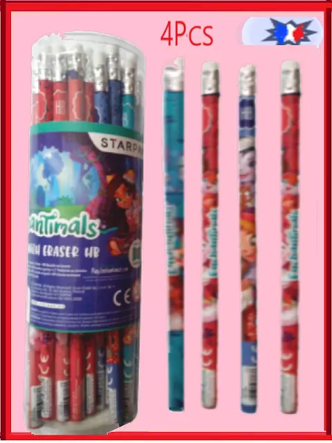 Crayon Gomme HB StarpaK LOT de 4 CRAYONS  avec motif Enchantimals