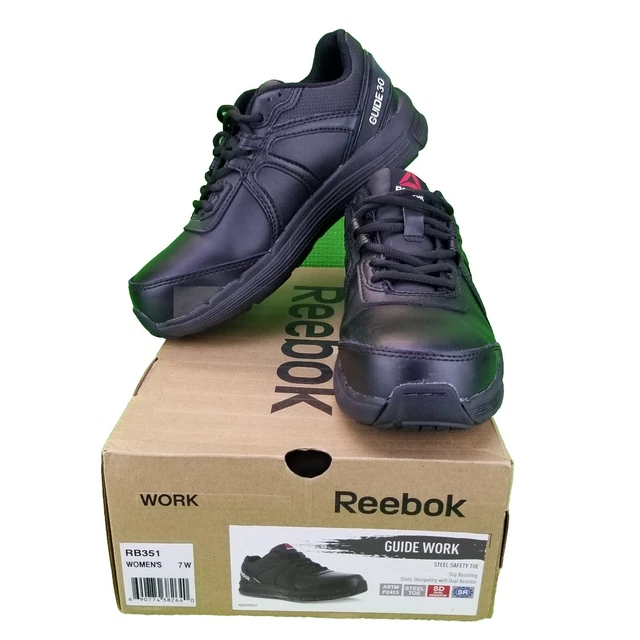REEBOK SUBLITE CUSHION Alloy Toe Safety Work Shoes Black Leather