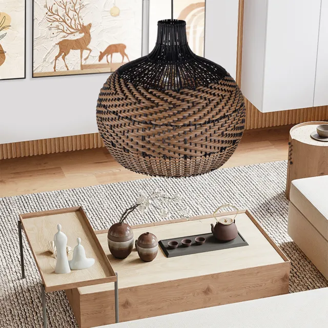 Rattan Pendant Light Lamp Shade Handwoven Ceiling Light Bamboo Chandelier Wicker