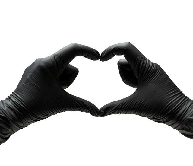 Nitrile Gloves BLACK HEAVY-DUTY {S M L XL} Powder free Latex free