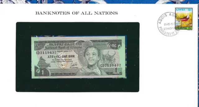 Banknotes of All Nations Ethiopia 1976 1 Birr P-30b UNC Birthday note CD 2119432