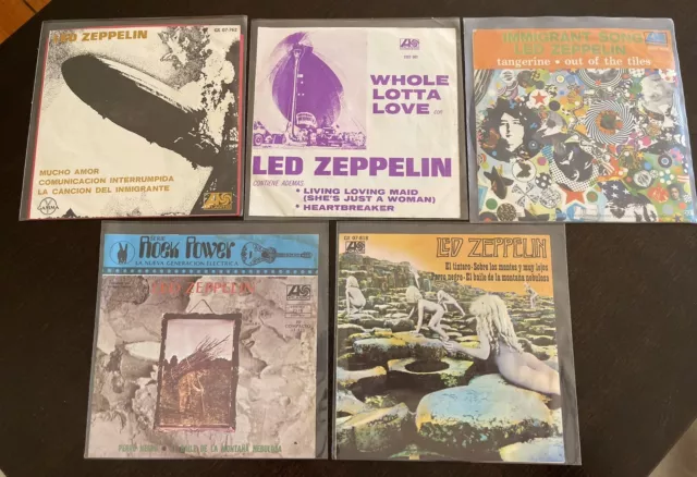 led zeppelin Lot De 5 Vinyles 45trs Mexique