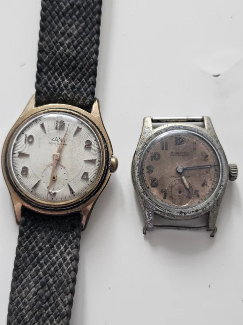 Lot De 4 Montres Vintage Mécaniques Difor Suisse Fingerhut - Occasion, Non Testées, Bracelet Cuir