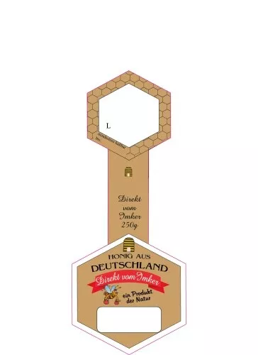 Honig-Etikett gold, 250g, 200 Stück, Stegetikett Honigglas, Honigglas-Etikett