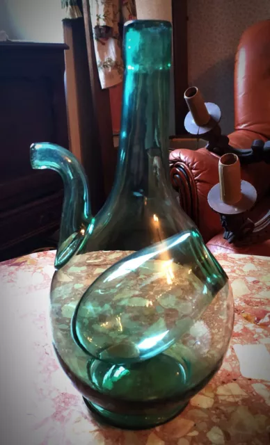 Ancienne/Vintage Carafe Pichet en Verre Soufflé Rafraichissoir 30 cm