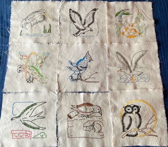 20 bloques de edredones para pájaros bordados de colección #2
