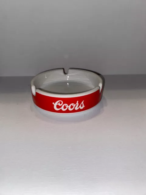 NOS Vintage Red & White Coors Beer Ashtray