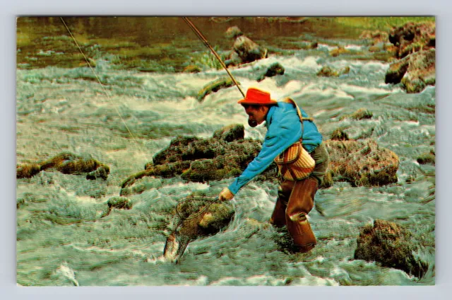 Kinsman OH-Ohio, General Greetings, Fishing in River, Vintage Souvenir Postcard