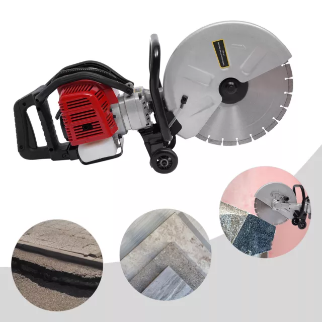 2Stroke Gas Power Handheld Cement Wet Dry Masonry Concrete Cut Saw + Blade 350mm