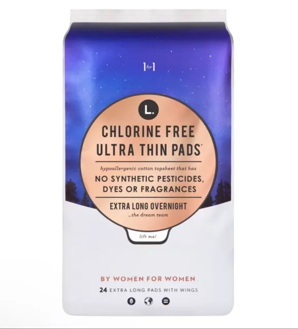 L. CHLORINE FREE Ultra Thin Extra Long Overnight Pads with Wings