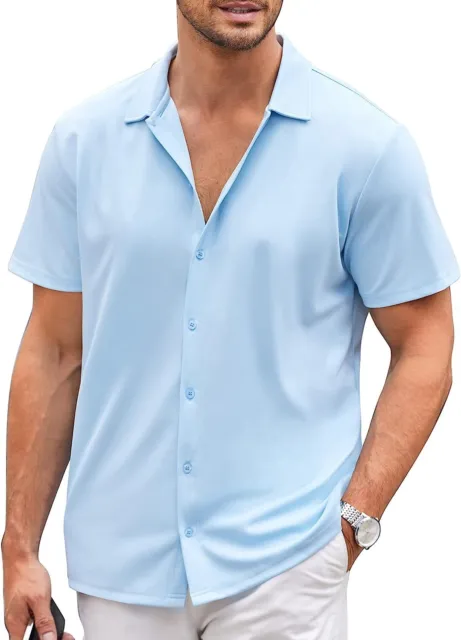 COOFANDY Mens Casual Button Down Shirt Short Sleeve Wrinkle Free Shirts Summer S