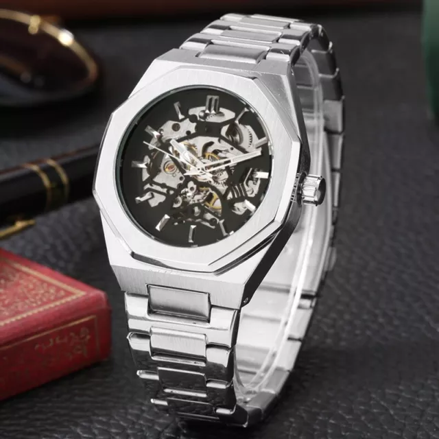 Luxury Automatic Mechanical Watches Skeleton Watch for Men Wristwatch