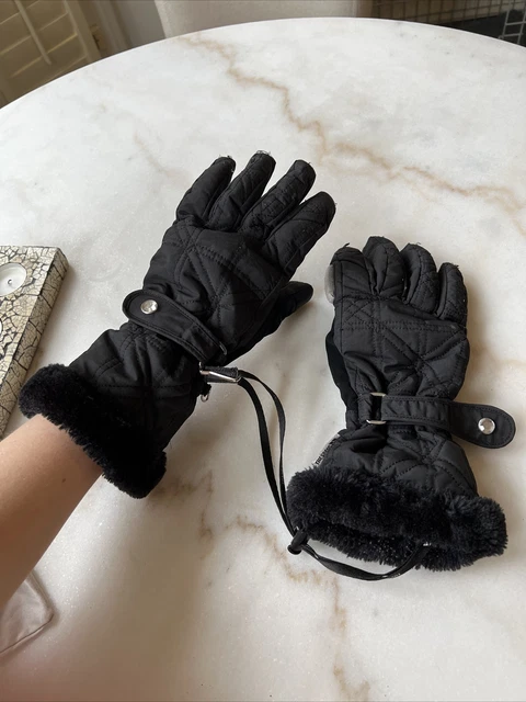 trespass trestex women’s Fashion Ski gloves size M black Fur waterproof