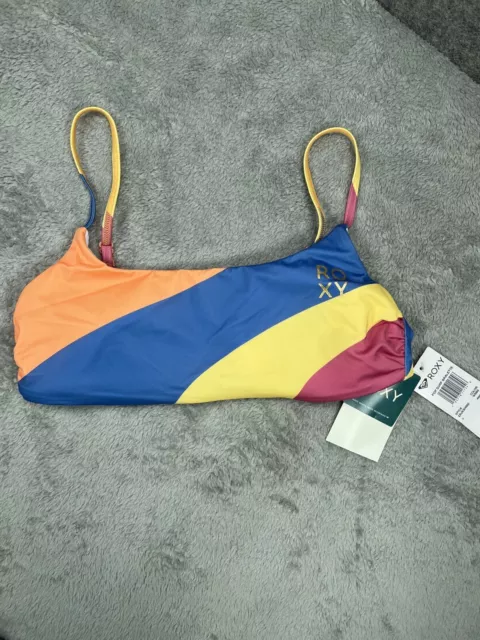 NWT Roxy Pop Surf Swim Bikini Top Bralette Small Blue Orange Juniors