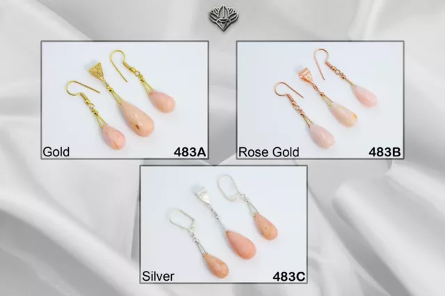 Naturel Rose Opale Gemme Plaqué Argent Lot Pendentif Avec Earrings Set de Bijoux