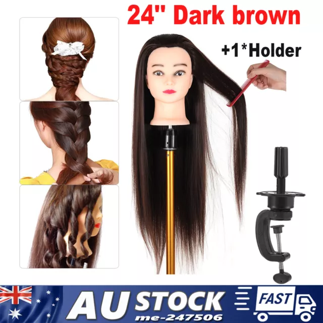 24'' Human Hair Mannequin Dummy Head for Braiding Hair Styling Practice