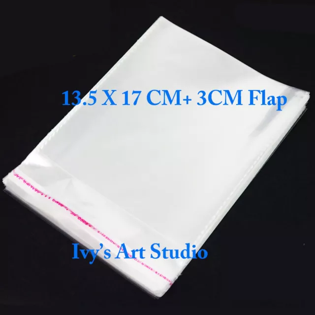 100 X C6 A6 Cellophane Cello Clear Plastic Bags 135 x 200mm Resealabe w/AirHole