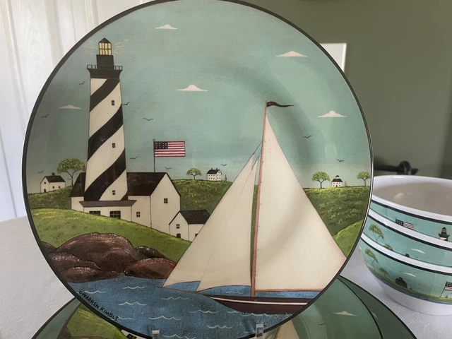 Warren Kimble Coastal Breeze 16pc Melamine Set Plates, Bowls, Tumblers by Sakura