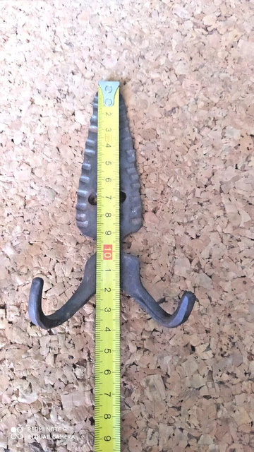Old Primitive Cast Iron Hangers Coat Hat Hooks, Vintage Iron Towel Hooks, Rustic 8