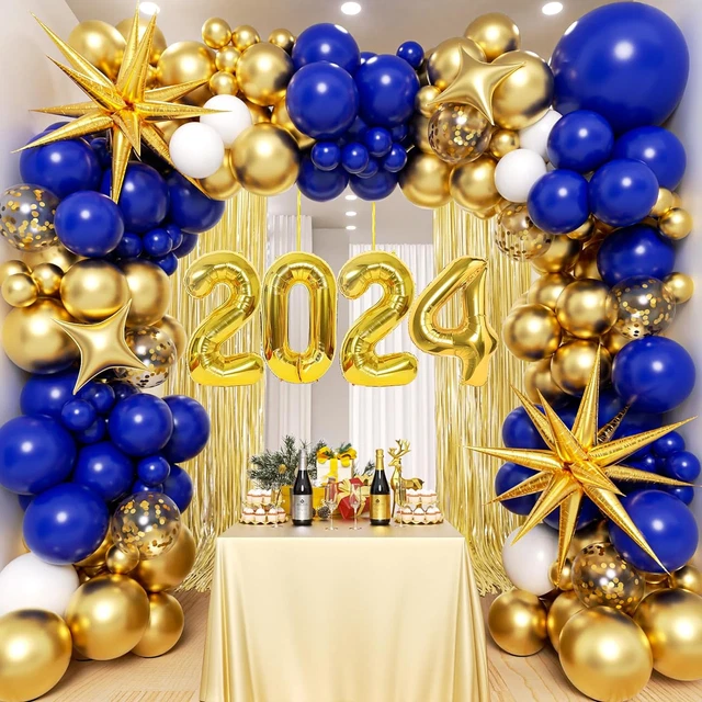GRADUATION DECORATIONS CLASS of 2024, Royal Blue and Gold Balloon Arch