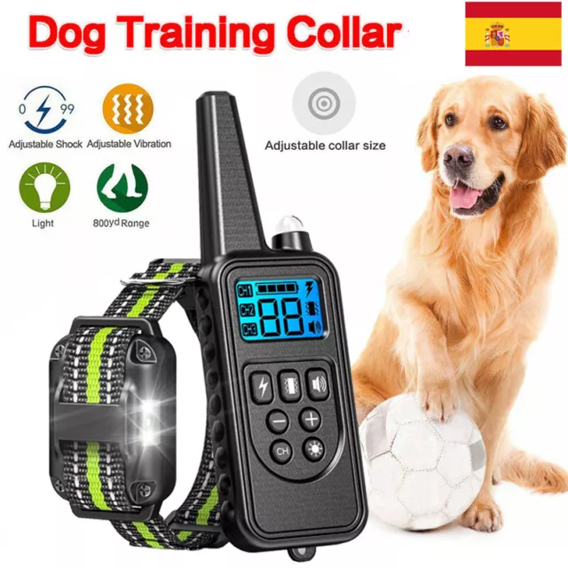 Collar de Adiestramiento Eléctrico 800M Descarga Vibracion Antiladridos Perros