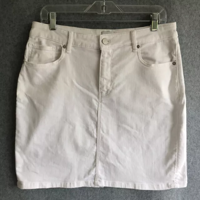 Just Jeans Womens Stretch Denim Knee Length Classic Straight Skirt White SIZE 12