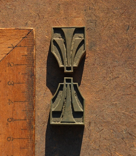 2x Messingornament Zierornament Messing Buchbinden Blindprägen Ornament Art Deco