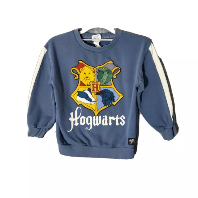 Harry Potter x H&M Boys Sweatshirt 6X 7 Hogwarts Varsity Striped Sweater Blue