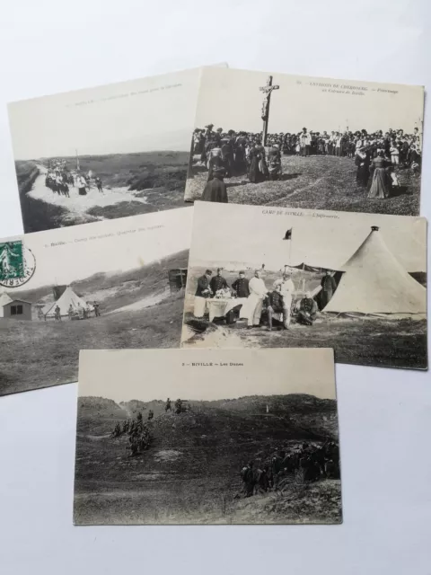 Lot de 14 CPA Manche 50 BIVILLE Hague CAMP DES SOLDATS dunes