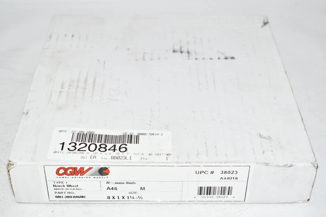 New Cgw Wb1-209-046Mc 1-1/4In-1/2In A46 Bench 8In 46 1In Grinding Wheel