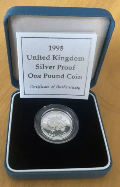 1995 Royal Mint Uk Silver Proof Welsh Dragon £1 One Pound Coin COA