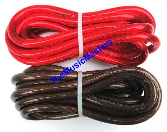 4 Gauge 10' ft each Red Black Auto PRIMARY WIRE 12V Auto Wiring Car Power Cable