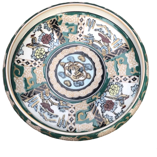 Gold Imari Japanese Hand Painted Low Bowl Dragon Phoenix