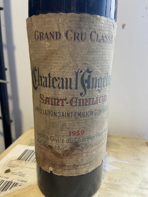 Superbe Flacon Chateau l Angelus 1959 grand cru classe Saint Emilion