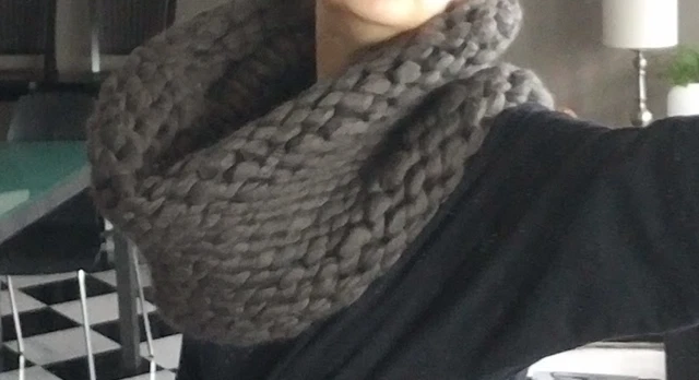 Mischa Lampert grey brown cashmere infinity scarf snood chunky knit NEVER WORN