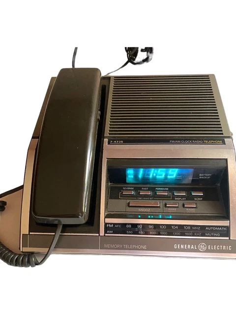 GENERAL ELECTRIC FM/AM Alarm Clock Radio Telephone Model 7-4735A Tested ...