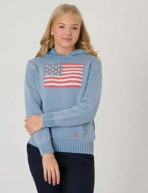 125 $ polo Ralph Lauren filles mignon drapeau taille M 8-10 neuf avec étiquettes 100 % coton 3